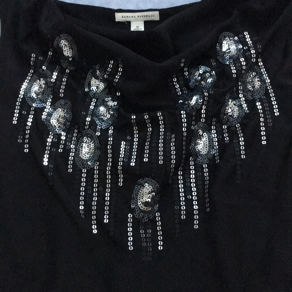 BR black silk tank with sequins, size 10